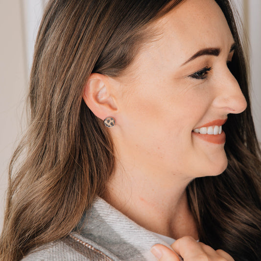 Leopard Leather Stud Earring