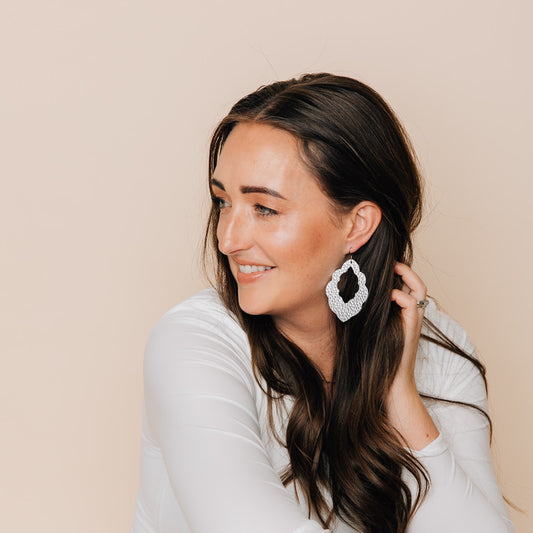 Silver Signature Leather Earring