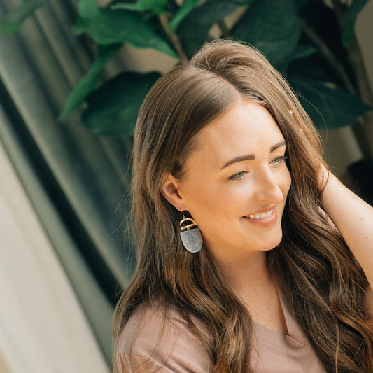 Denim Crescent Earring