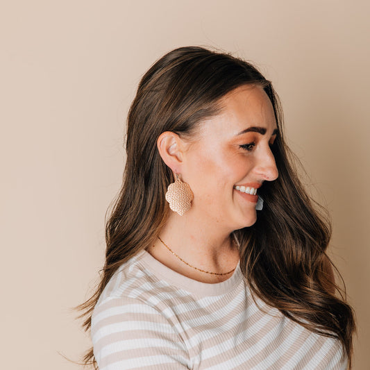 Rose Gold Signature Leather Earring