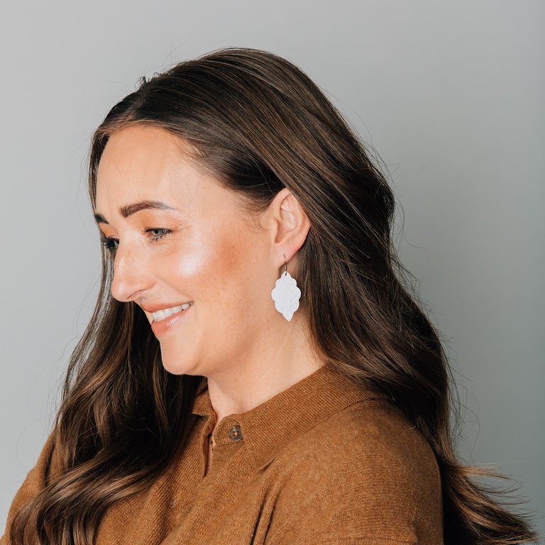 White Signature Leather Earring