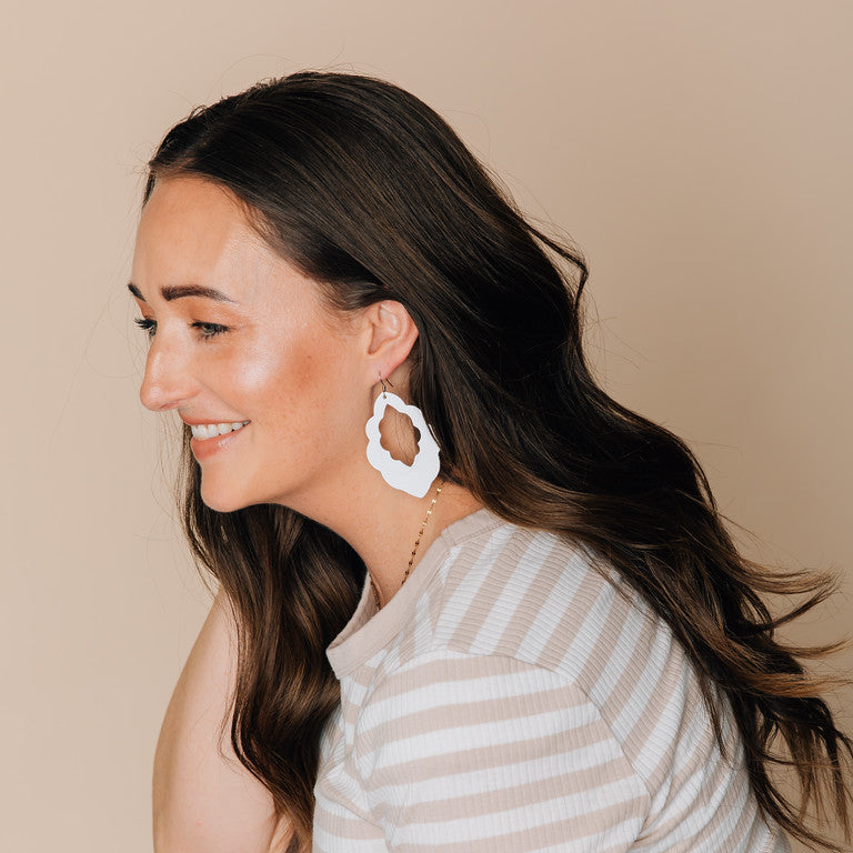 White Signature Leather Earring