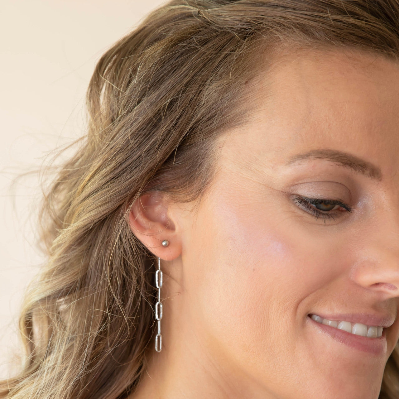 Silver Paperclip Backdrop Earring