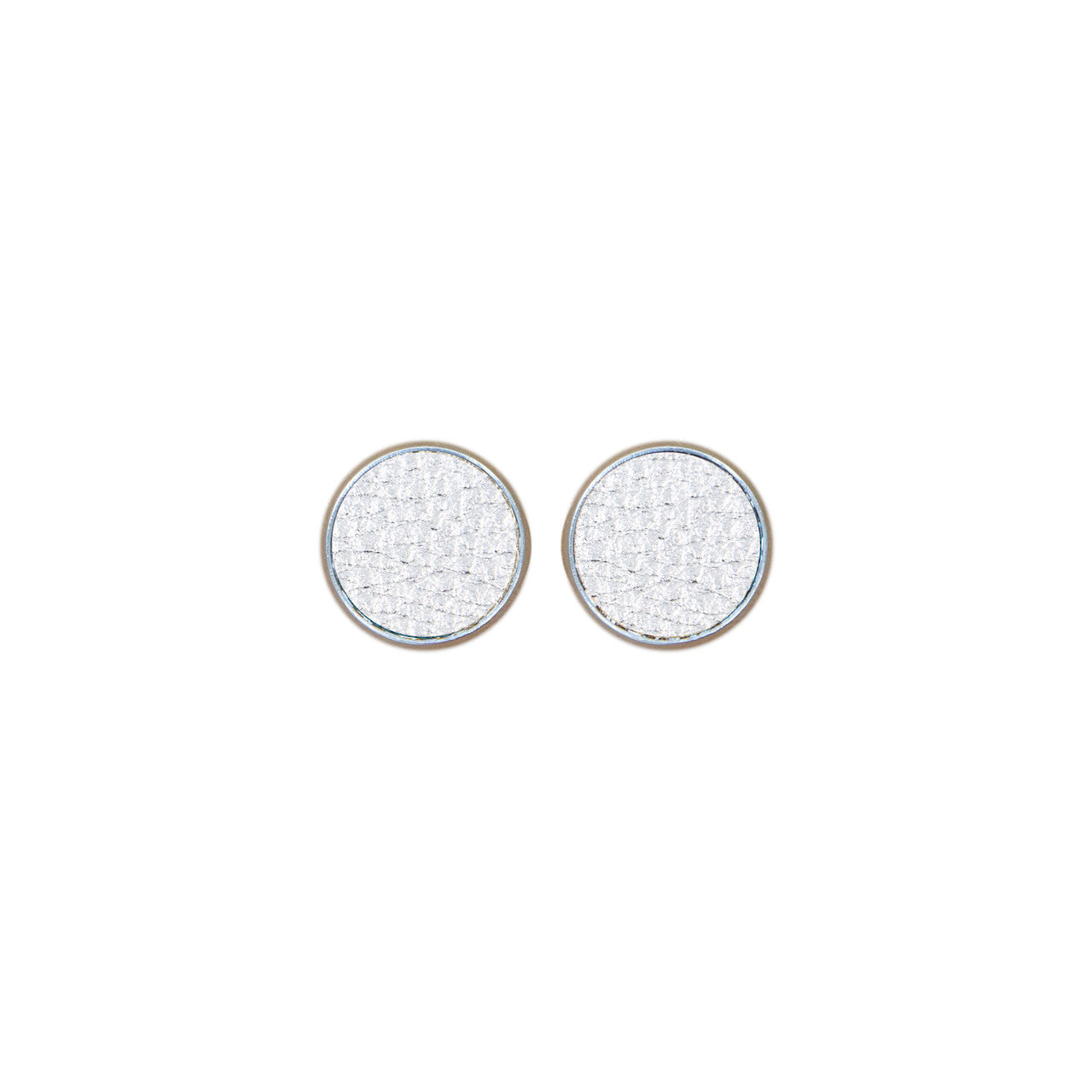 Silver Leather Stud Earring