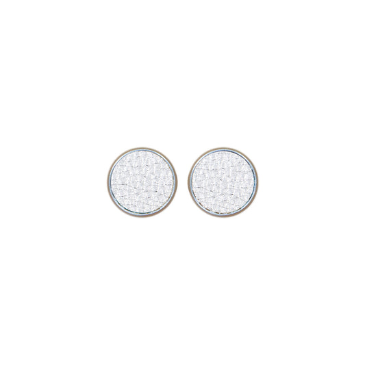 Silver Leather Stud Earring